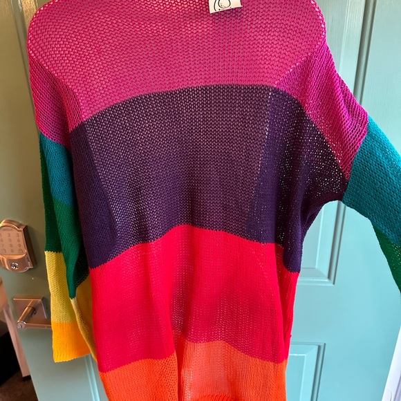 Rainbow Stripe colorful lightweight sweater NWT by Rokoko size small - Picture 7 of 9